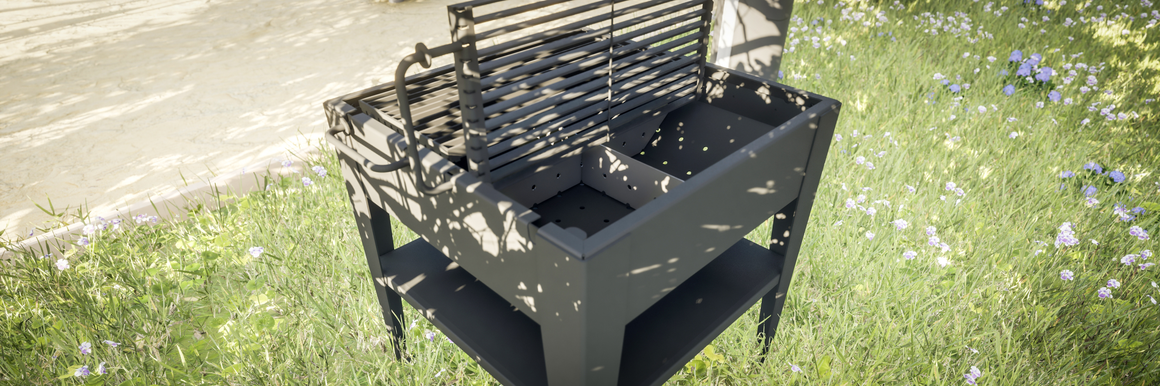 A rendered image of grill separator for the Chili outdoor barbeque grill.